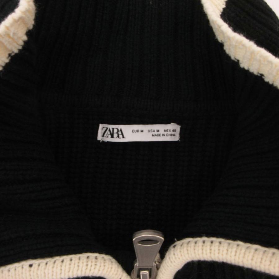 ZARA（ザラ） コントラスト ジップアップ カーディガン ニット バイ
