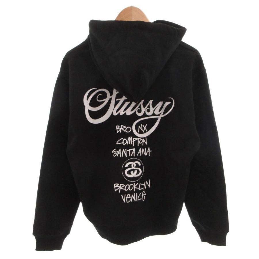 Stussy ブラック ジップアップパーカー　袋、タグ付き STUSSY（ステューシー） 未使用品 タグ付き WORLD TOUR ZIP HOOD
