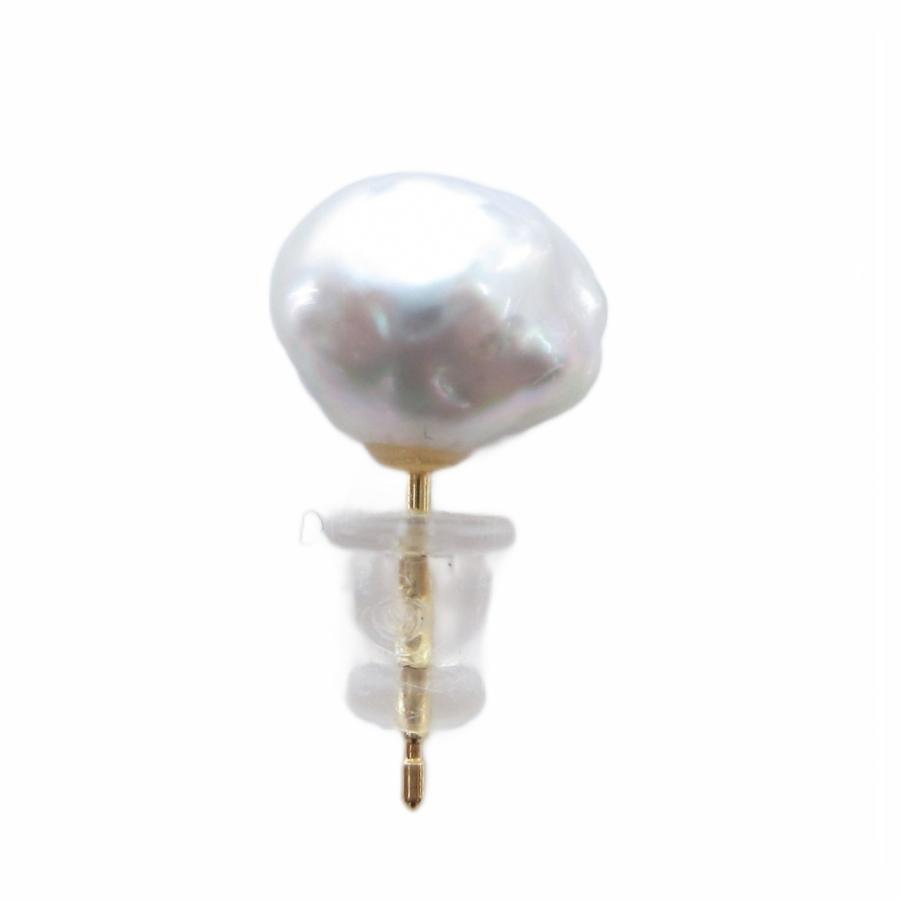ノーブランド ピアス 両耳 アクセサリー バロックパール K18 グレー 