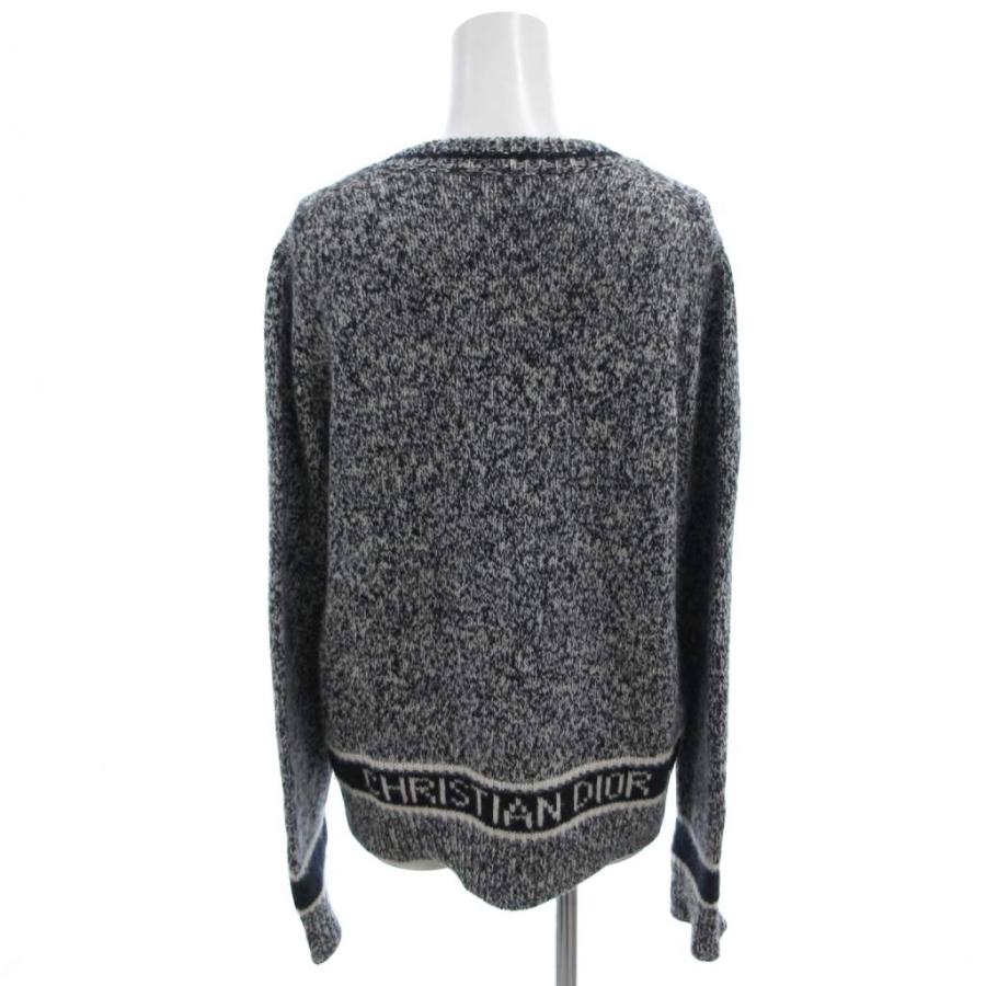 クリスチャンディオール Christian Dior 21AW ニット セーター 長袖 Vネック ロゴ ウール カシミヤ混 総柄 紺 ネイビー 054S01A303の画像