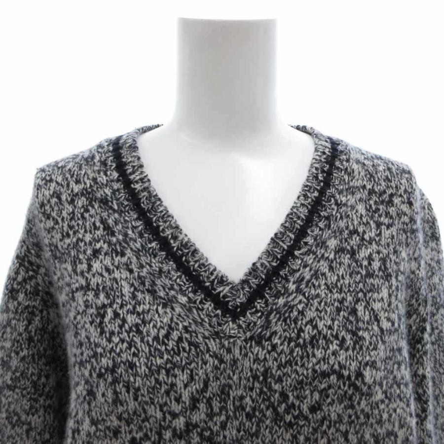 クリスチャンディオール Christian Dior 21AW ニット セーター 長袖 Vネック ロゴ ウール カシミヤ混 総柄 紺 ネイビー 054S01A303の画像