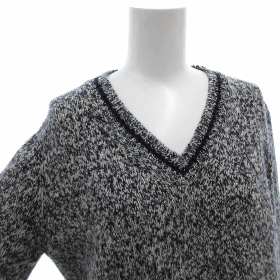 クリスチャンディオール Christian Dior 21AW ニット セーター 長袖 Vネック ロゴ ウール カシミヤ混 総柄 紺 ネイビー 054S01A303の画像