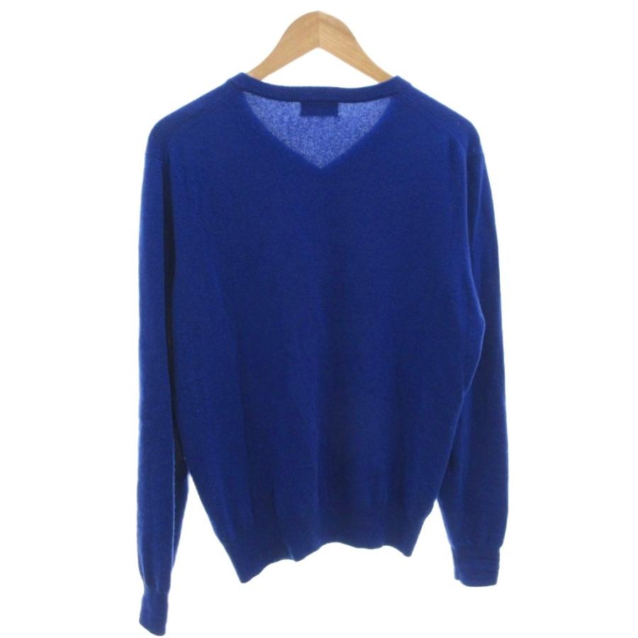 BALLANTYNE カシミヤ100% 青 Vネック 長袖薄手セーター バランタイン BALLANTYNE ニット セーター 長袖 Vネック カシミヤ100