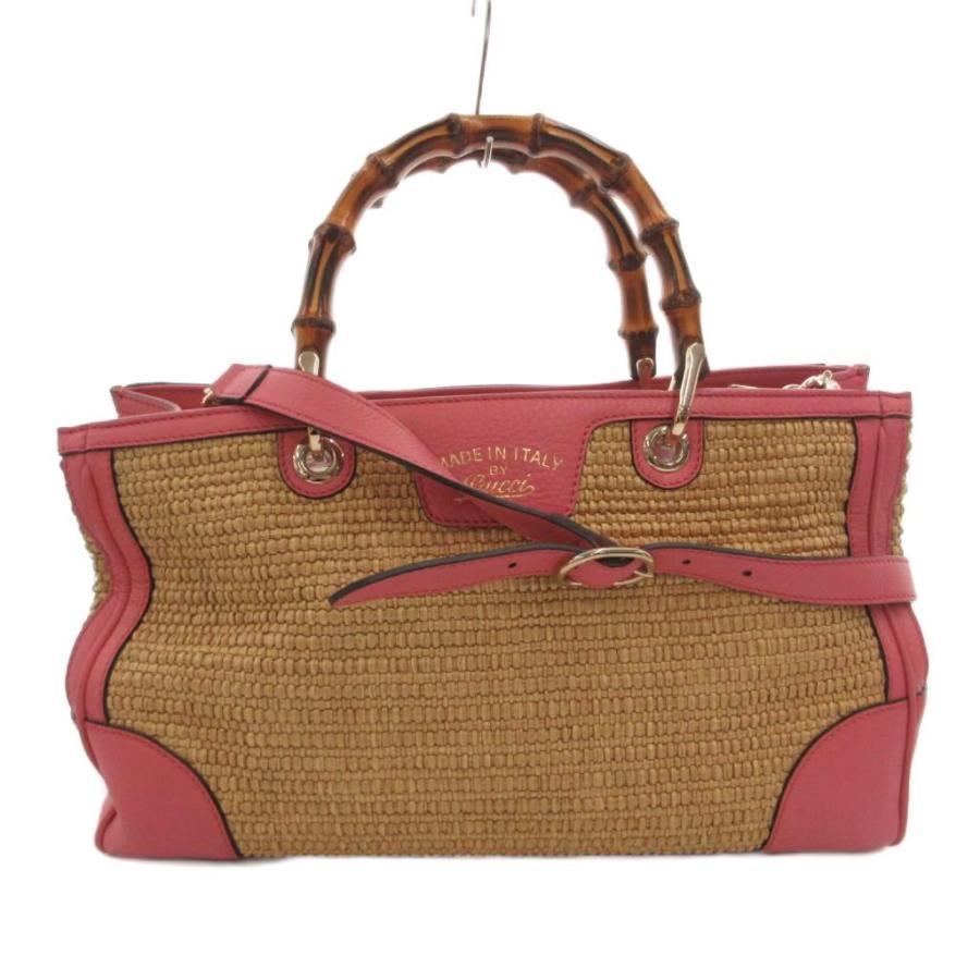 GUCCI（グッチ） バンブー 2WAY ハンドバッグショルダー かご ストロー 