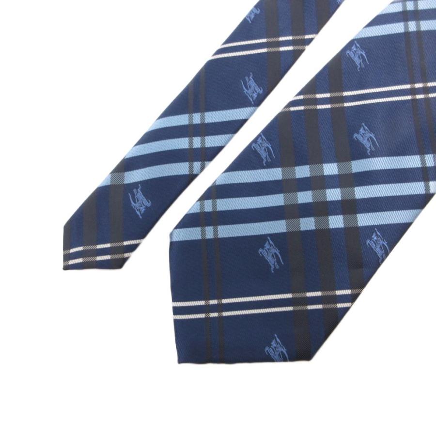 バーバリーブラックレーベル ネクタイ 総柄 ホースロゴ 水色　シルク BURBERRY（バーバリー） ネクタイ レギュラータイ シルク ホースロゴ