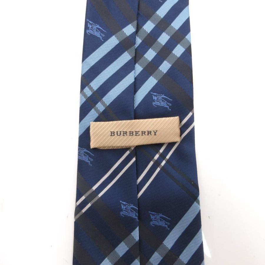 バーバリーブラックレーベル ネクタイ 総柄 ホースロゴ 水色　シルク BURBERRY（バーバリー） ネクタイ レギュラータイ シルク ホースロゴ