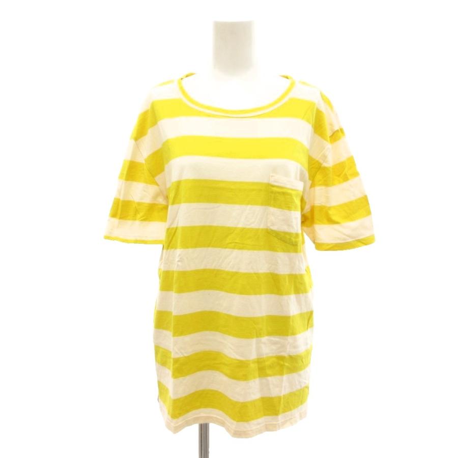メゾンキツネ MAISON KITSUNE Tシャツ カットソー 半袖 ボーダー L 黄