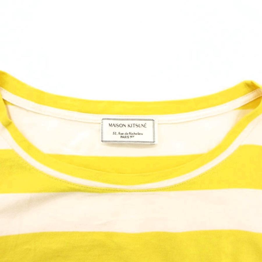 メゾンキツネ MAISON KITSUNE Tシャツ カットソー 半袖 ボーダー L 黄