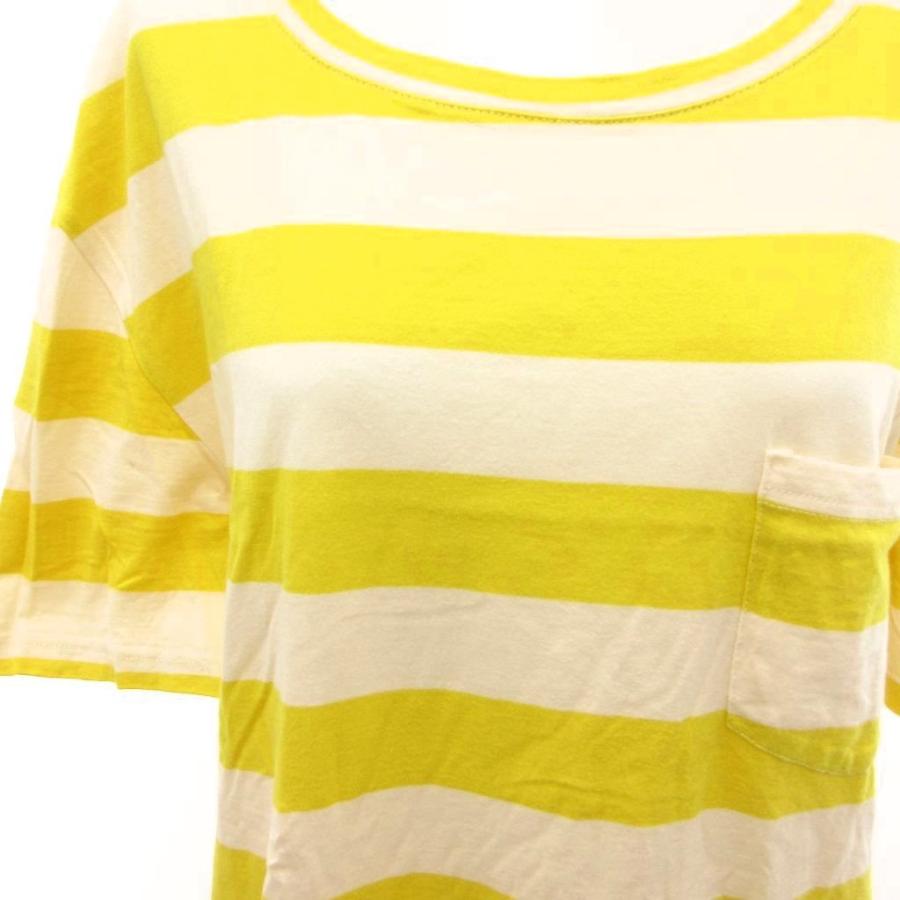 メゾンキツネ MAISON KITSUNE Tシャツ カットソー 半袖 ボーダー L 黄