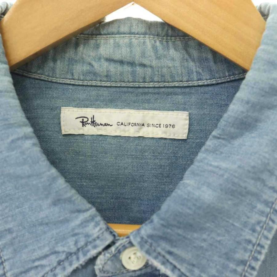 ロンハーマン Ron Herman デニムシャツ 長袖 リペア ダメージ加工 L