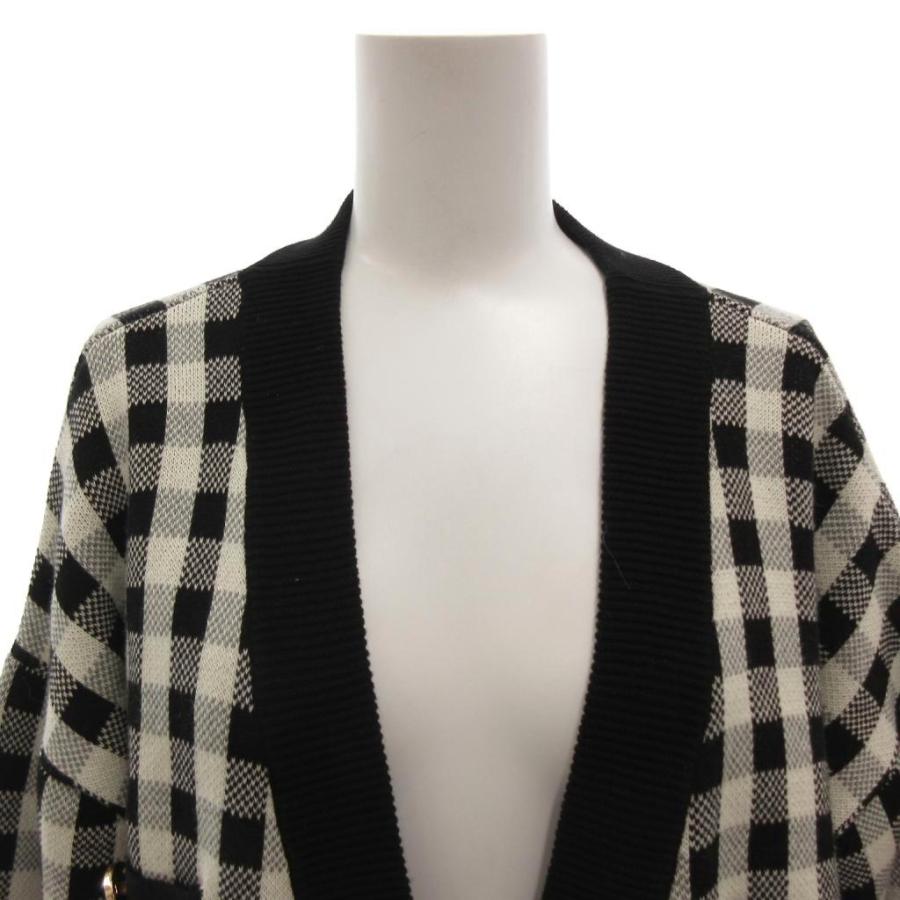 M’S GRACY 衿つきニットカーディガン ブラック × ホワイト M'S GRACY（エムズグレイシー） ニットカーディガン 38 ブラック