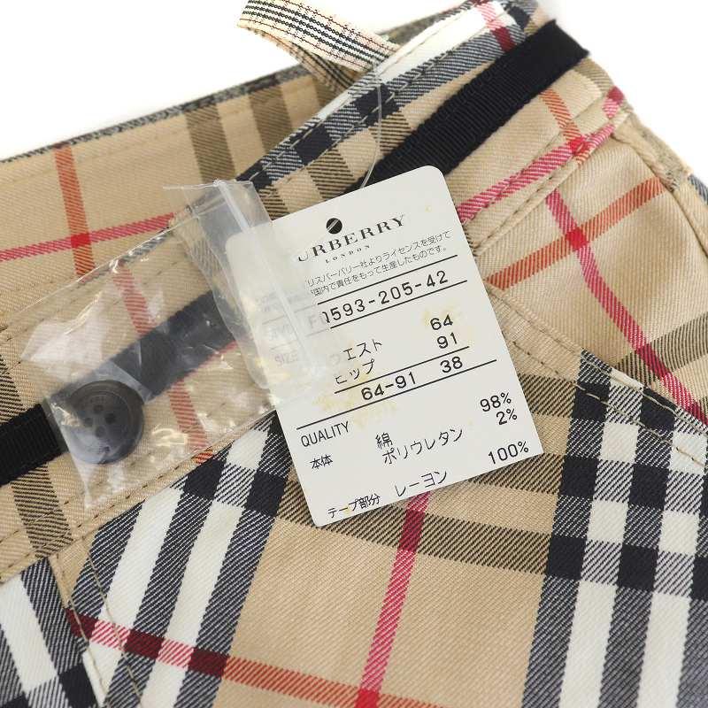 正規激安 未使用品 バーバリーブルーレーベル BURBERRY ノバチェック 赤 テーパード 黒 M BLUE ベージュ 38 LABEL クロップド パンツ 白 ボトムス、パンツ BURBERRY 未使用 パンツ ブラック ベージュ