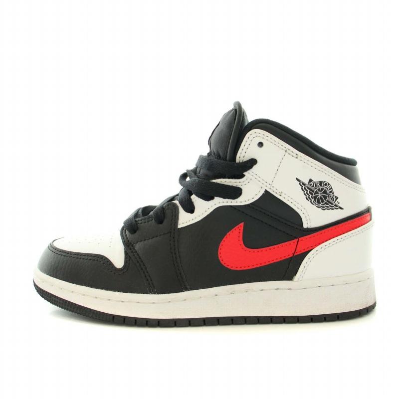 NIKE ナイキ AIR JORDAN 1 MID GS BLACK/CHILE RED/WHITE スニーカー  