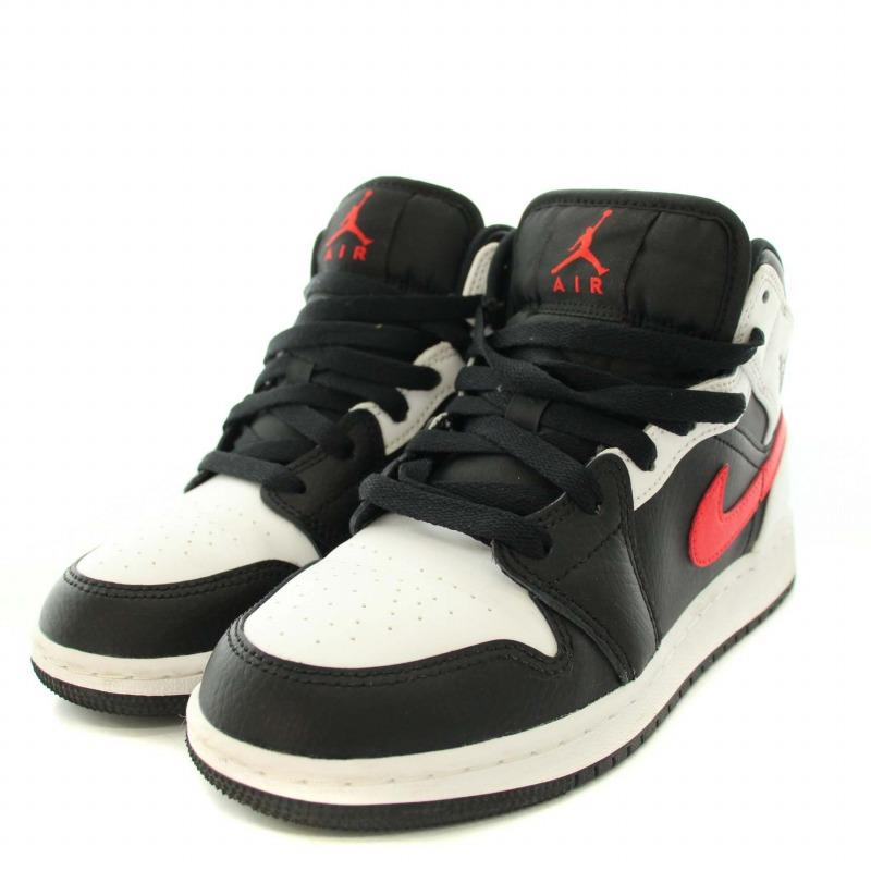 NIKE ナイキ AIR JORDAN 1 MID GS BLACK/CHILE RED/WHITE スニーカー  