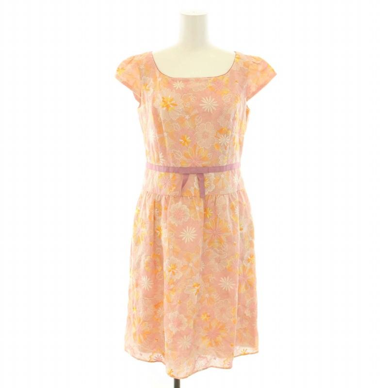【美品✨】　TOCCA トッカ 総レース Ｌ　花柄　ワンピース ピンクベージュ TOCCA トッカ 総レース 花柄 ワンピース ピンクベージュ Mサイズ