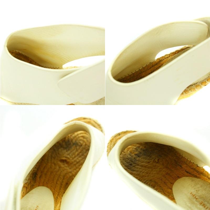 CELINEセリーヌ ベージュ レザー ウェッジサンダル CELINEセリーヌ ベージュ レザー ウェッジサンダル 37