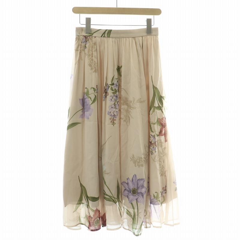 リランドチュール Rirandture ボタニカル大花スカート フレア ギャザー  