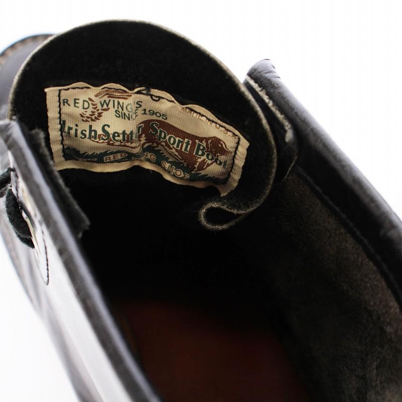 【中古】レッドウィング REDWING 90s 四角犬タグ アイリッシュセッター ワークブーツ モックトゥ レザー 黒 メンズ RED WING SHOES（レッドウィング） REDWING 90s 四角犬タグ アイ