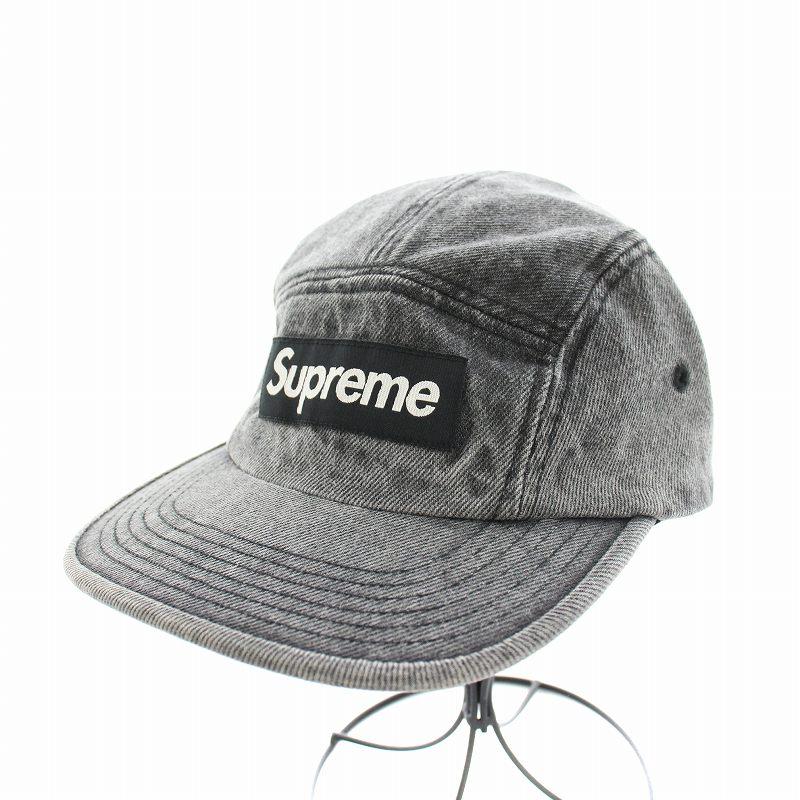 Supreme デニム風キャップ グレー/ブラック Supreme☆フレイド クロック デニム キャンプ キャップ (Supreme
