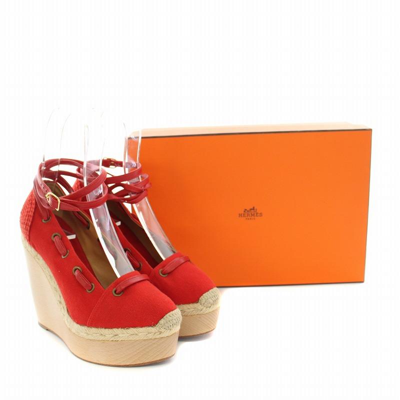 HERMES（エルメス） サンダル エスパドリーユ ウエッジソール ウッド 