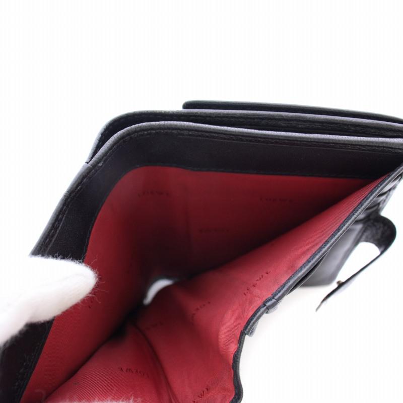 LOEWE（ロエベ） アナグラム レザー 二つ折り財布 レザー スタッズ 黒