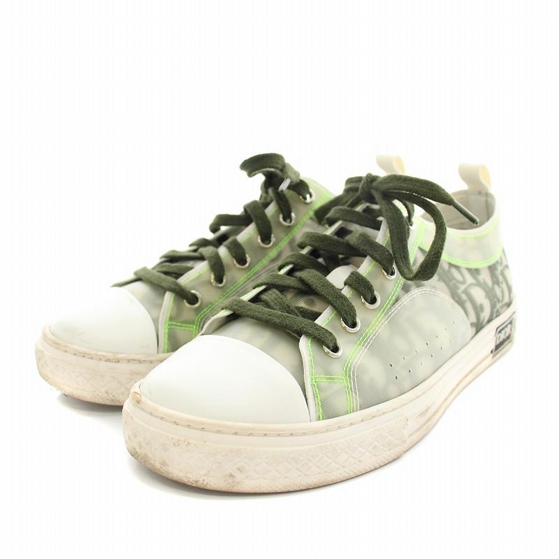 【中古】ディオール Dior スニーカー シューズ レザー チュール トロッター 35 緑 グリーン 白 MM 0819 レディース ディオール Dior スニーカー シューズ レザー チュール トロッター 35