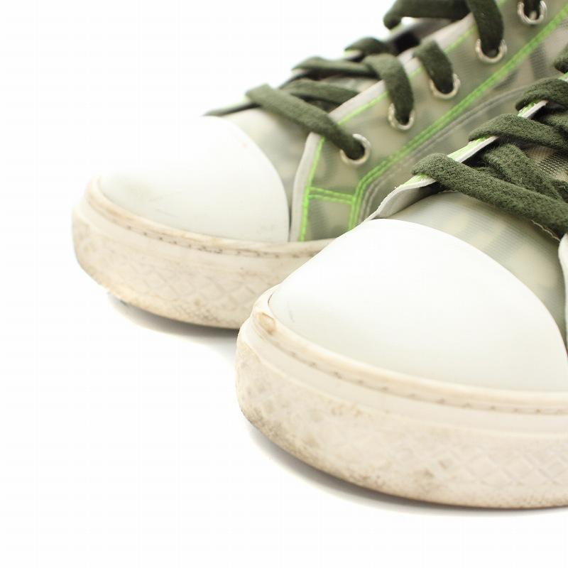 【中古】ディオール Dior スニーカー シューズ レザー チュール トロッター 35 緑 グリーン 白 MM 0819 レディース ディオール Dior スニーカー シューズ レザー チュール トロッター 35