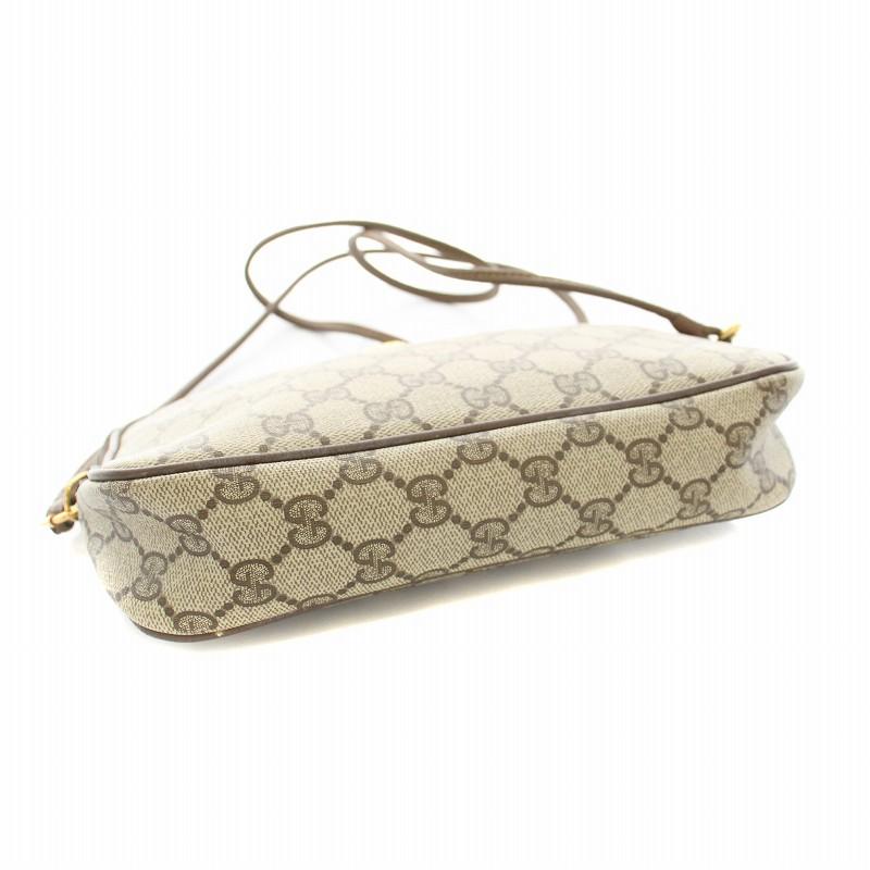 GUCCI グッチ ショルダーバッグ GG柄 GGキャンバス レザー ベージュ 茶 