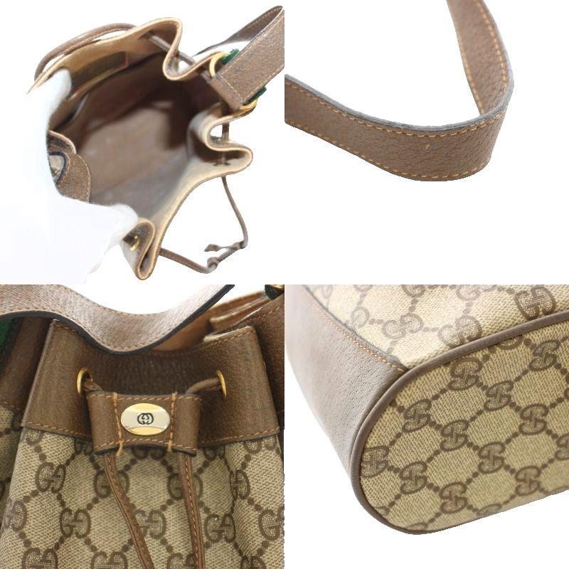 GUCCI オールドグッチ 巾着バッグ PVCレザー シェリーライン GUCCI グッチ ショルダーバッグ シェリーライン 巾着型 GG柄