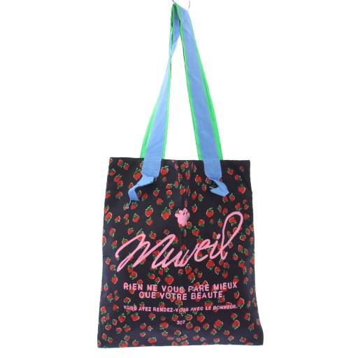 ミュベール muveil ロゴプリントトートバッグ ショルダーバッグ 黒