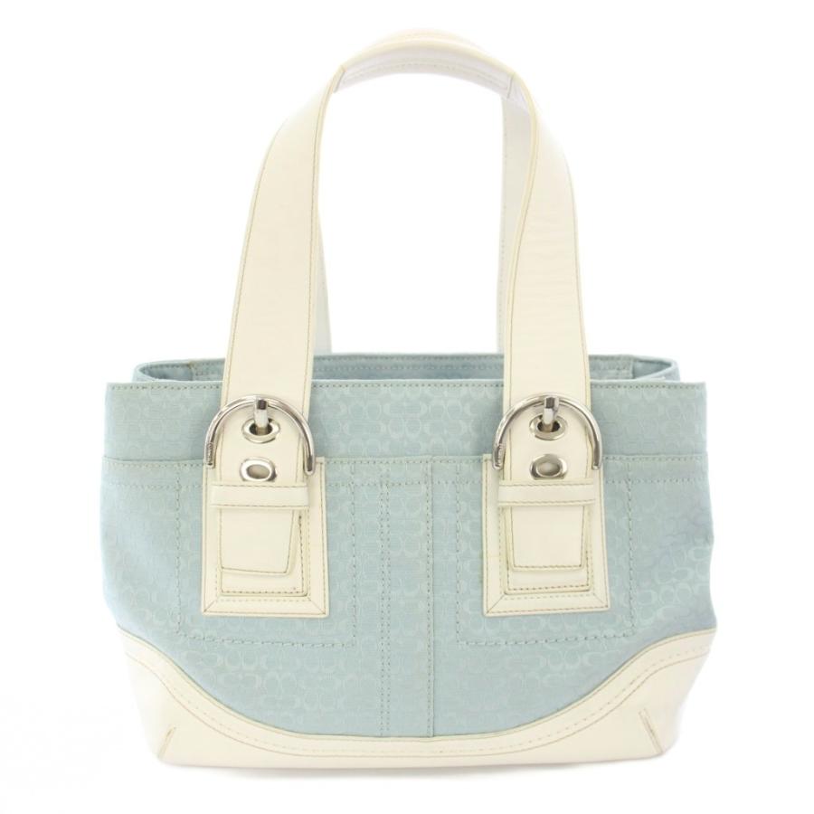 COACH（コーチ） ミニシグネチャー ハンドバッグ トートバッグ 白 水色