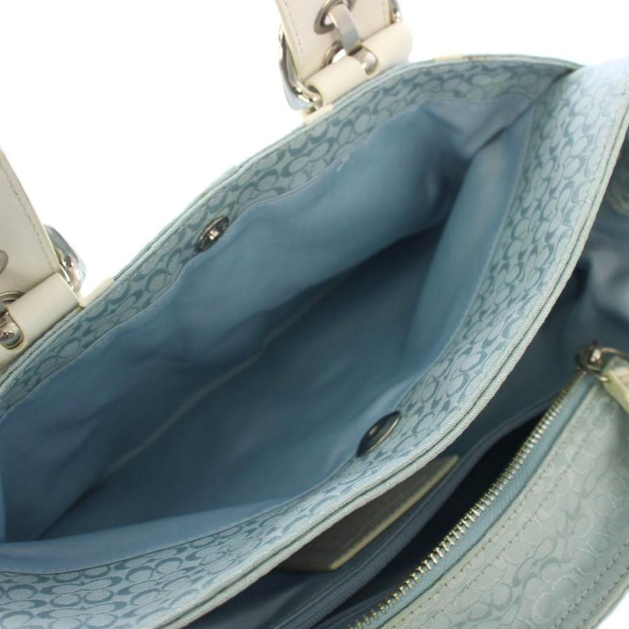 COACH（コーチ） ミニシグネチャー ハンドバッグ トートバッグ 白 水色