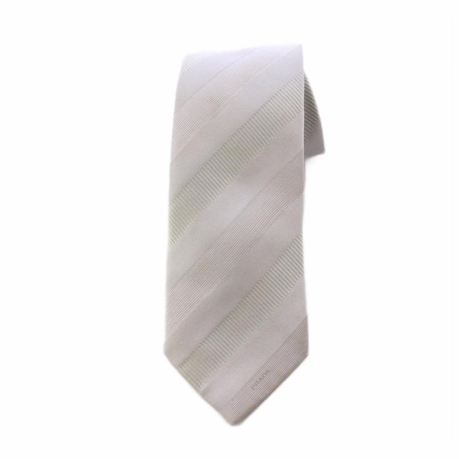 PRADA（プラダ） ネクタイ ストライプ シルク グレー /KH □OH メンズ