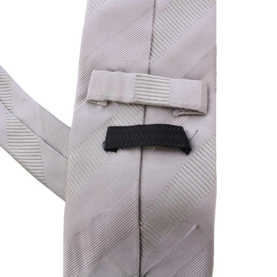 PRADA プラダ ネクタイ 光沢 ストライプ グレー 高級 PRADA（プラダ） ネクタイ ストライプ シルク グレー /KH □OH メンズ