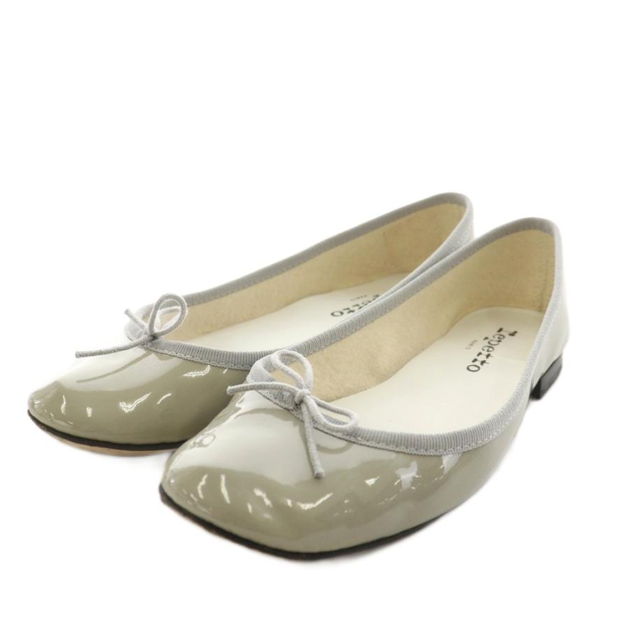 【中古】レペット Repetto バレエシューズ パンプス リボン エナメル 37 グレー /AN7 レディース レペット Repetto バレエシューズ パンプス リボン エナメル 37 グレー