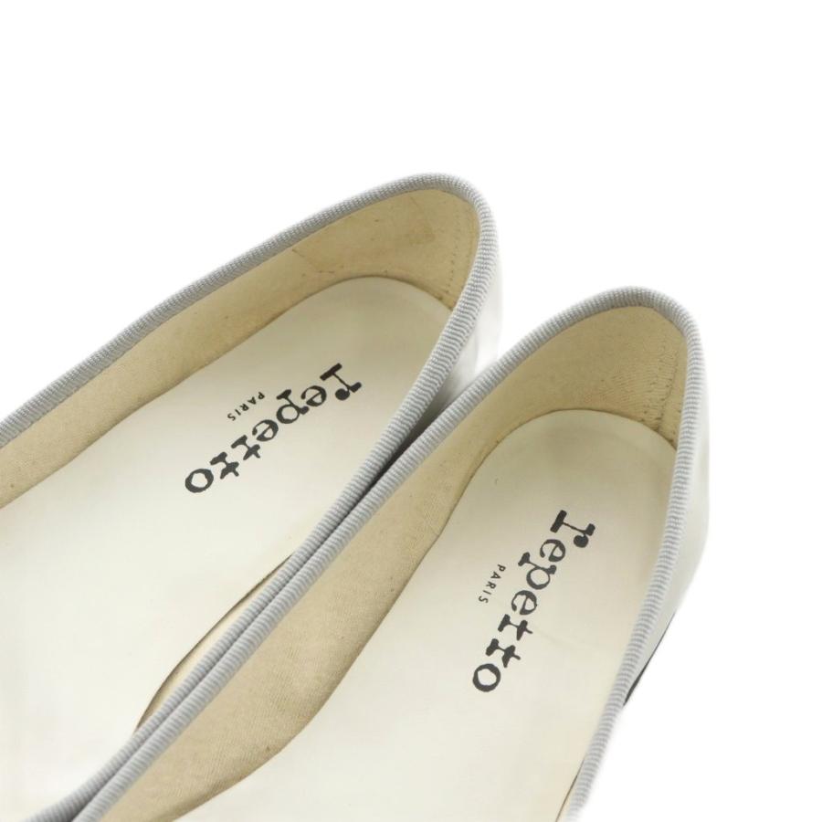 レペット Repetto バレエシューズ パンプス リボン エナメル 37 グレー
