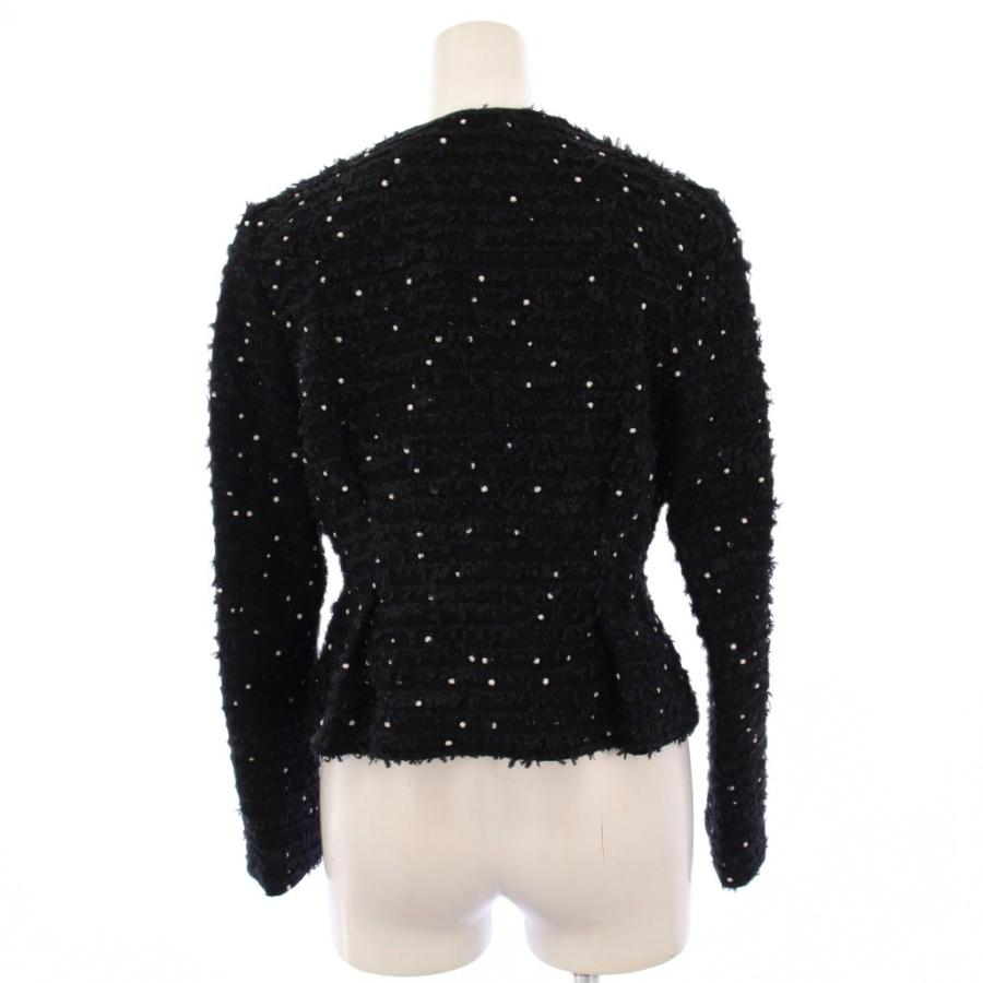 ヨーコチャン YOKO CHAN ツイードノーカラージャケット 刺繍 38 黒 YCJ