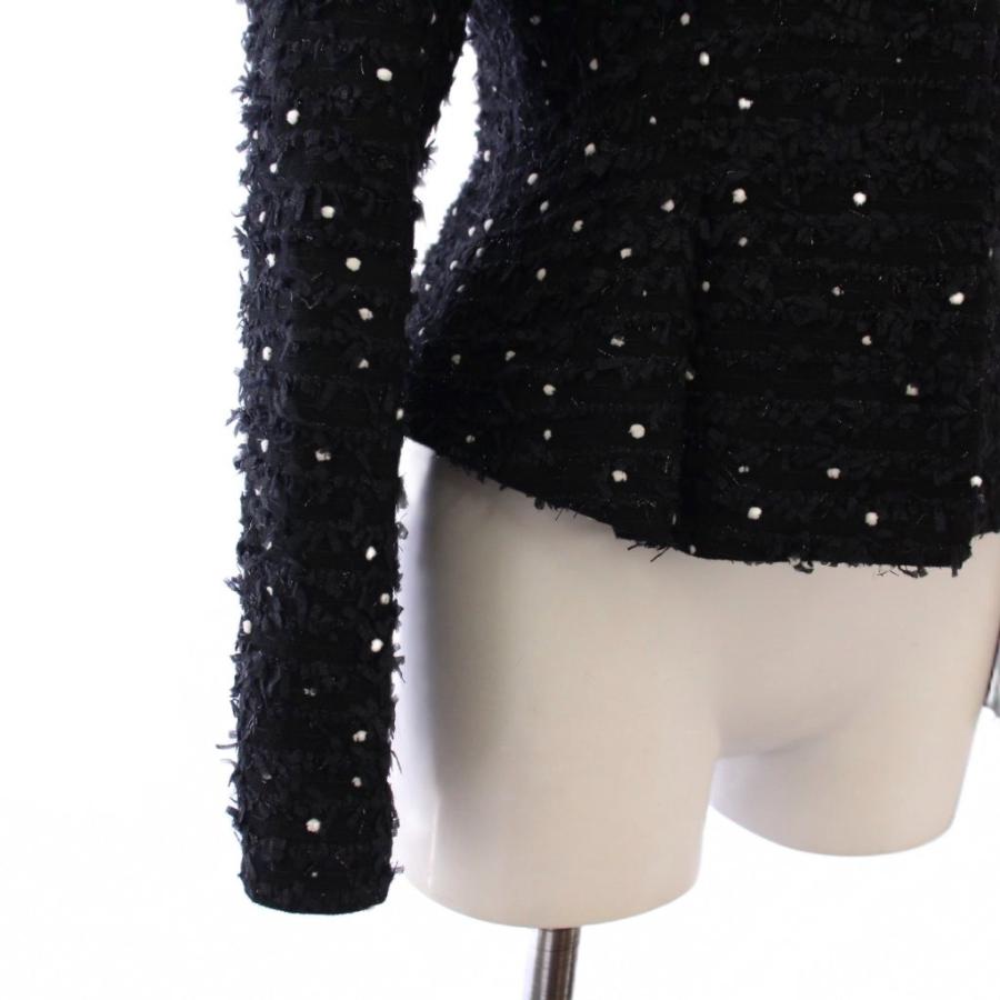 ヨーコチャン YOKO CHAN ツイードノーカラージャケット 刺繍 38 黒 YCJ