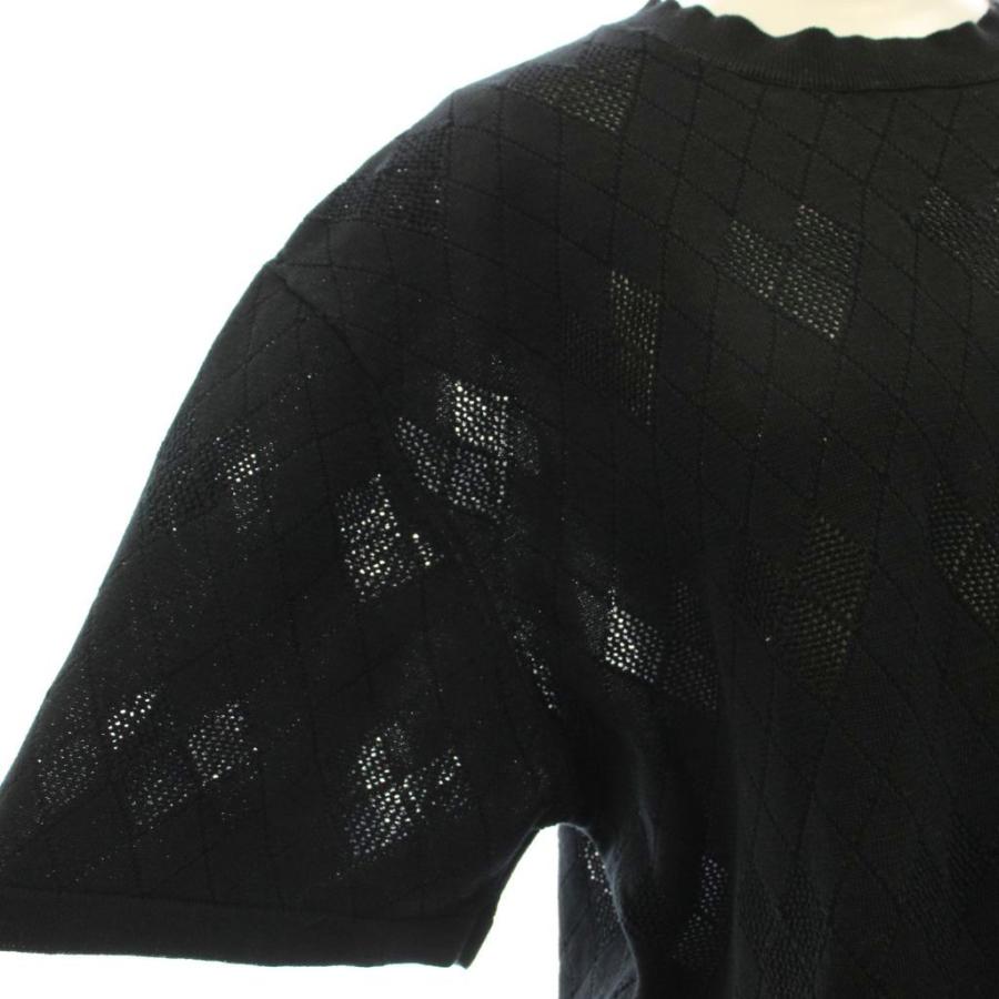ンニット NKNIT ニット Tシャツ カットソー ハートメッシュ 半袖 2 黒