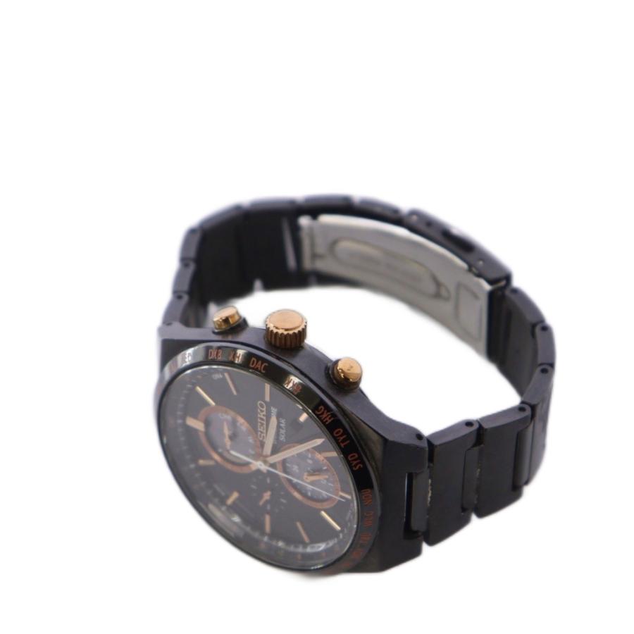 極美品　稼働品　SEIKO　ソーラー　メンズ　腕時計　デイト　黒文字盤 セイコー SEIKO 腕時計 ソーラー クロノグラフ デイト カレンダー付き