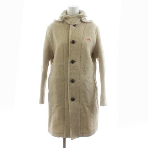 DANTON フード付きベージュウールコート ダントン DANTON ウールモッサ フード付きロングコート 34 ベージュ JD