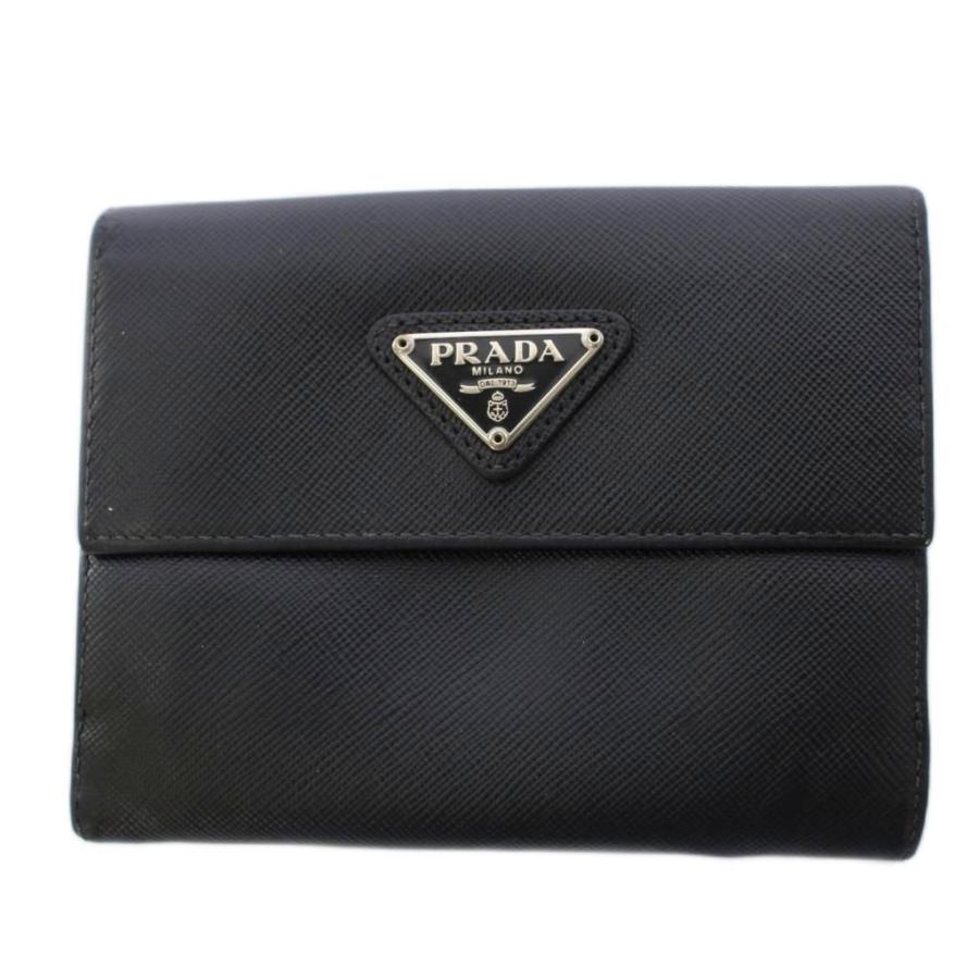 PRADA プラダ 二つ折り財布 コンパクトウォレット 三角ロゴ レザー PRADA（プラダ） 二つ折り財布 コンパクトウォレット スクエア 三角