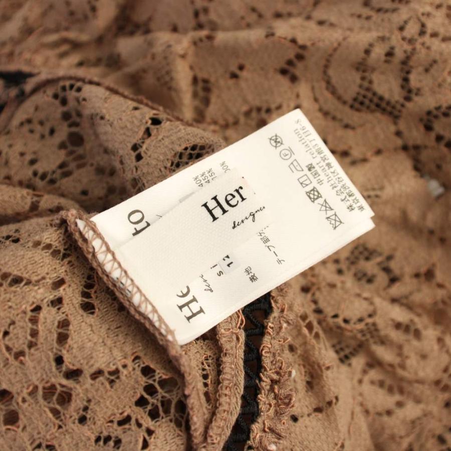 Herlipto レース ロング ワンピース S 黒 ベージュ バイカラー Her lip to ハーリップトゥ ワンピース ロング 七分袖 総レース S
