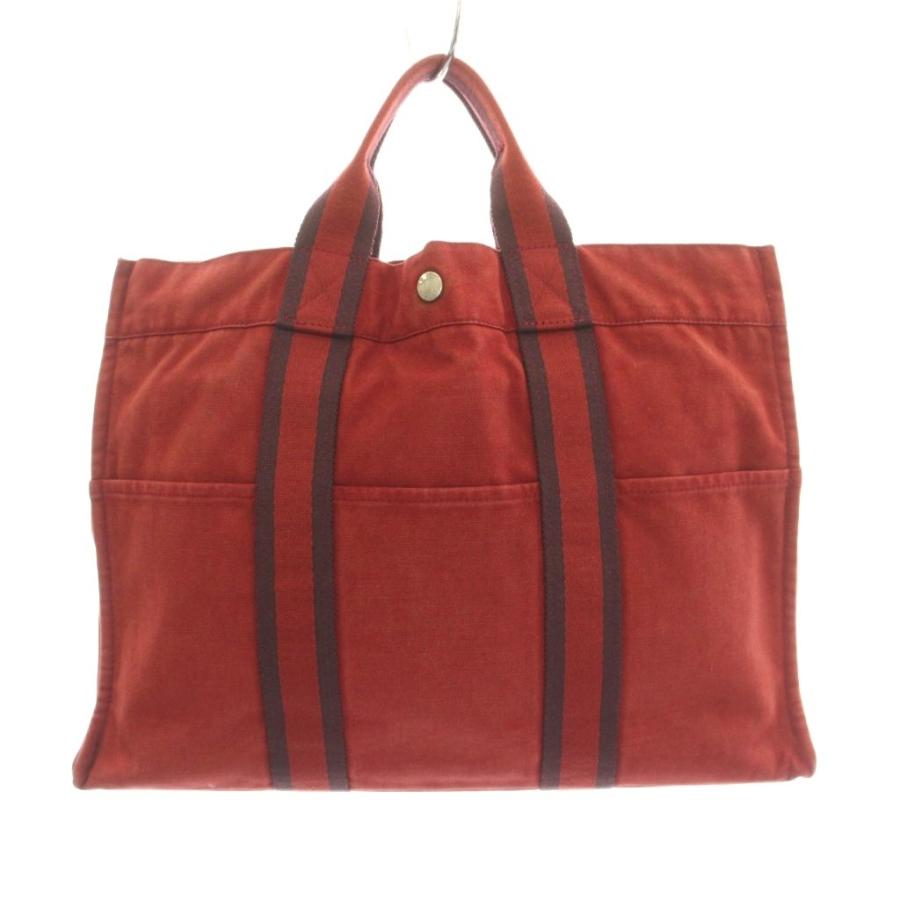 HERMES エルメス エールライン キャンバス バック　ワイン レッド HERMES（エルメス） エールラインMM トートバッグ キャンバス 赤