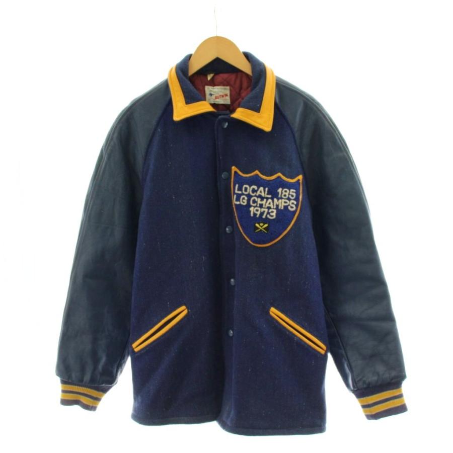 BUTWINウールスタジャン　 60s ネイビーカラー Lサイズ バトウィン BUTWIN 60〜70s スタジャン スタジアムジャンパー ロゴ