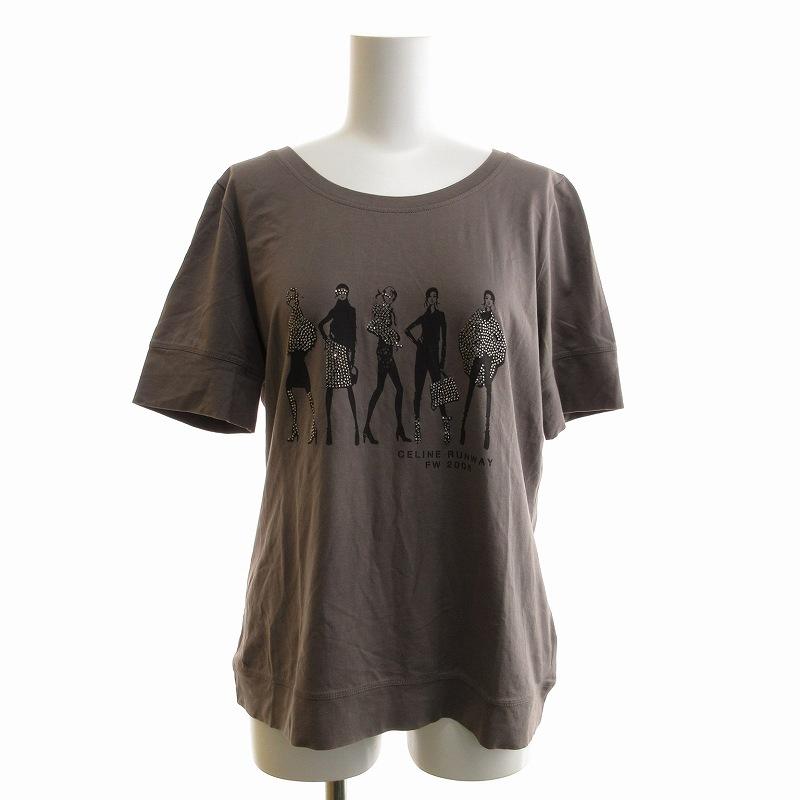 CELINE セリーヌ 半袖Tシャツ カットソー ストーン ビジュー装飾 