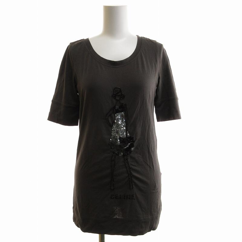 CELINE セリーヌ　メッシュ Tシャツ XS 黒 スパンコール CELINE セリーヌメッシュ Tシャツ XS 黒 スパンコール