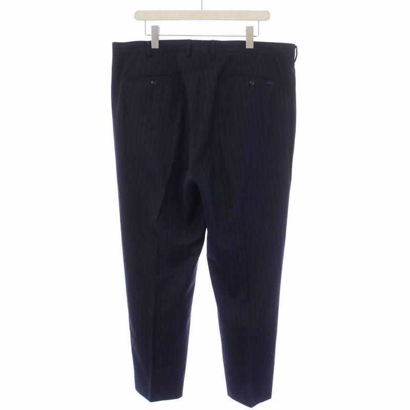 パパス Papas スラックスパンツ ジップフライ ストライプ柄 ウール 56 
