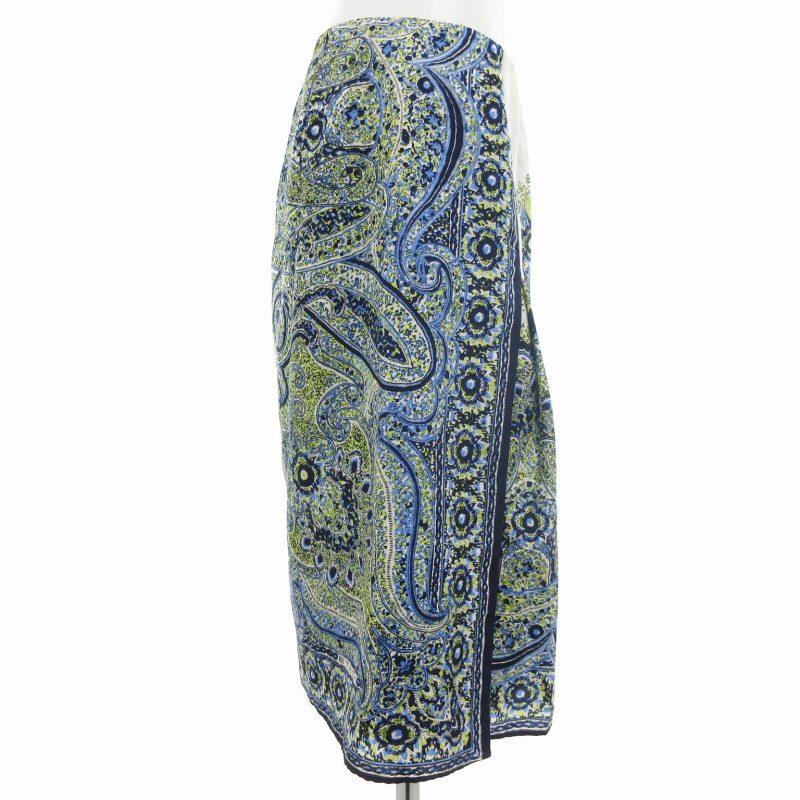 ETRO エトロ フレアスカート スリット ペイズリー柄 総柄 シルク 絹 
