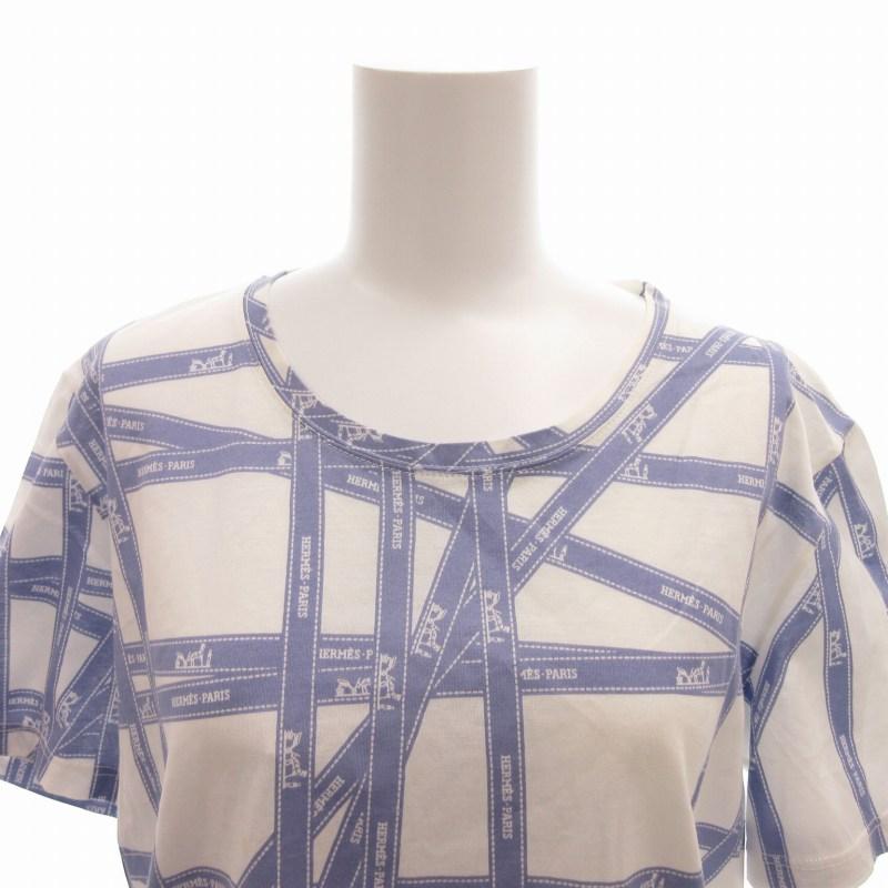 HERMES エルメス マルジェラ期 ボルデュックリボン柄 TシャツM HERMES（エルメス） マルジェラ期 ボルデュック Tシャツ カットソー